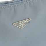 Prada Logo Nylon Canvas Hand Bag Pouch Purse Light Blue MV515