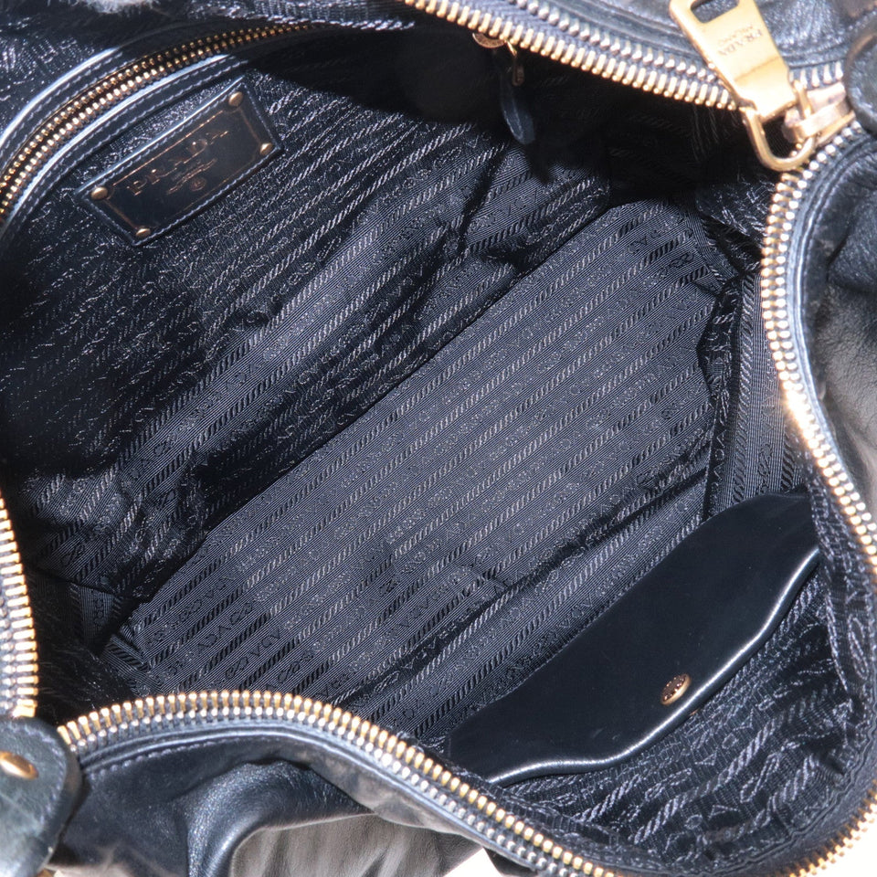 Prada Logo Leather One Shoulder Bag NERO Black