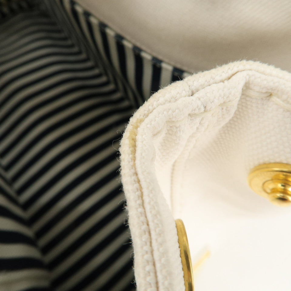 Prada Canapa Mini Canvas 2Way Tote Bag Hand Bag White 1BG439