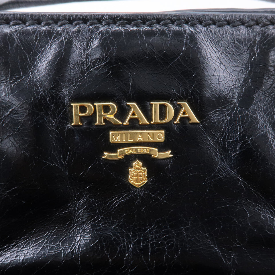 Prada Leather 2WAY Bag Shoulder Bag Hand Bag Black BN2151
