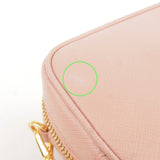 Prada Logo Ribbon Leather Shoulder Bag Mini Purse Pink 1NF674