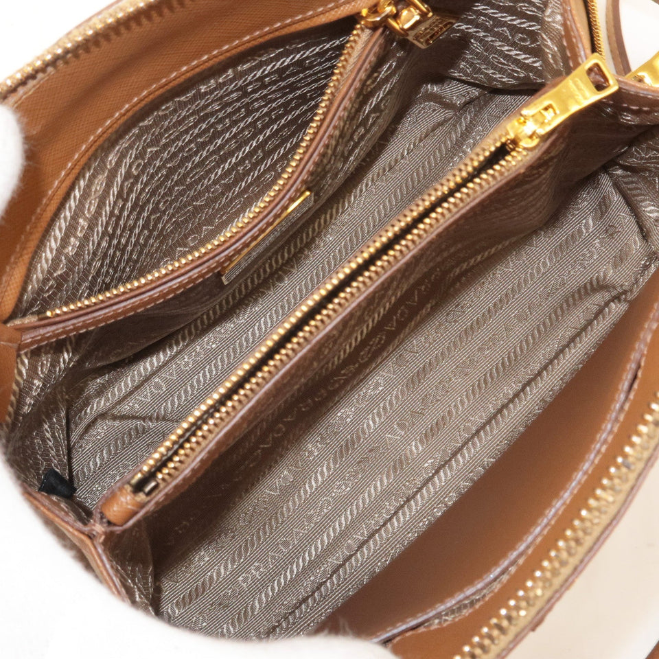 Prada Logo Leather 2Way Bag Hand Bag Shoulder Bag Brown