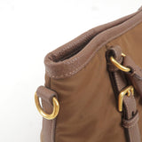 Prada Logo Nylon Leather 2Way Bag Hand Bag Brown BR4993
