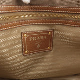 Prada Logo Jacquard Leather 2Way Bag Brown Beige BN1841