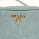Prada Vitello Daino Leather Shoulder Bag Purse Light Blue 1BC073