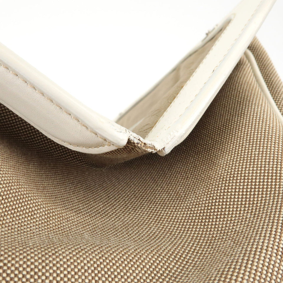 Prada Logo Jacquard Leather Shoulder Bag Hand Bag Beige Ivory