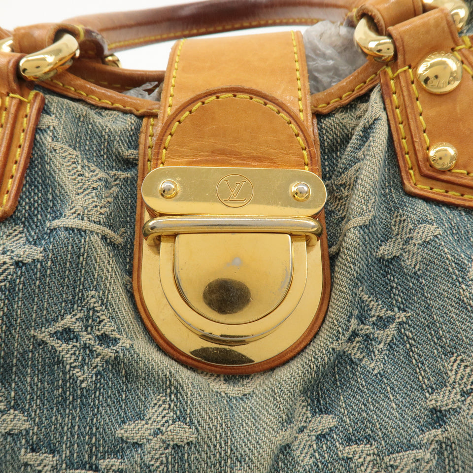 Louis Vuitton Monogram Denim Pleaty Hand Bag Blue M95020
