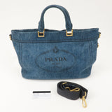 Prada Denim Leather 2Way Bag Hand Shoulder Bag Blue BN2069