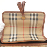 BURBERRY Nova Plaid PVC Leather Shoulder Bag Beige Brown