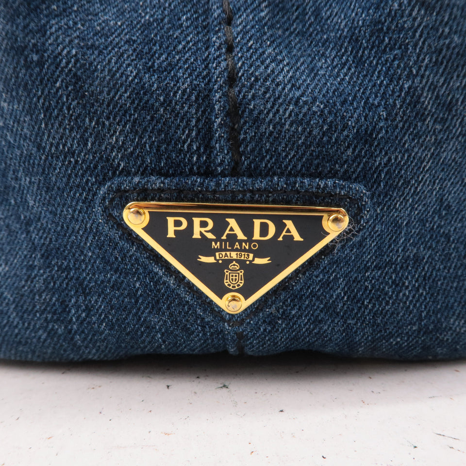 Prada Denim Canapa Mini Canvas 2Way Tote Bag Hand Bag Navy 1BG439