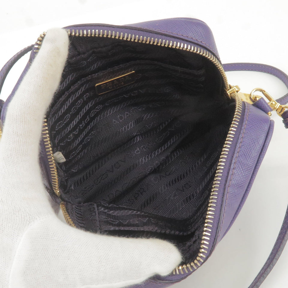 Prada Logo Leather Mini Shoulder Bag 2Way Bag Pouch Purple