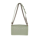 Chanel bag Caviar Chevron Quilted Medium Boy Flap Light Green