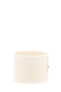 Chanel 2013 Cream Pearl & Yellow Studded Logo Cuff Bracelet