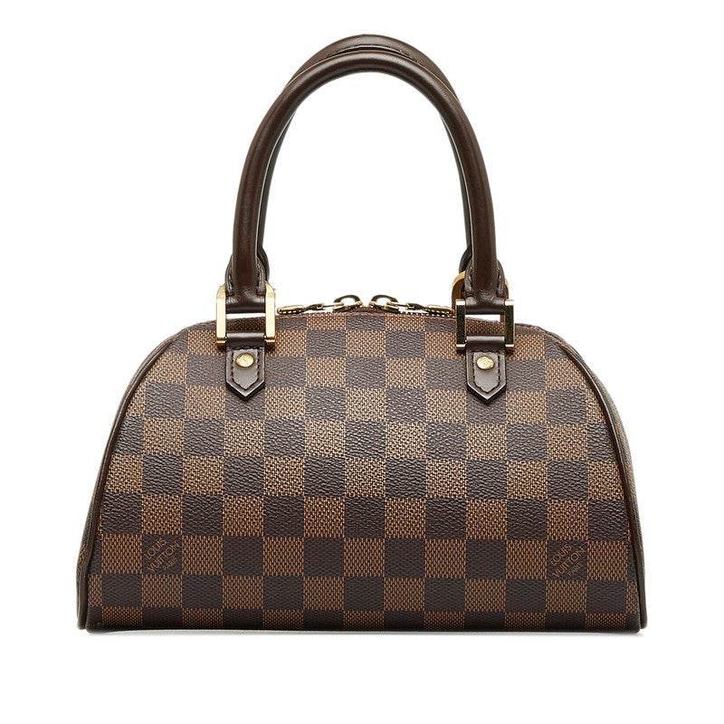 Louis Vuitton Damiere Rivera Mini Handbags Mini Boston Bag N41436 Brown PVC Leather Ladies Louis Vuitton