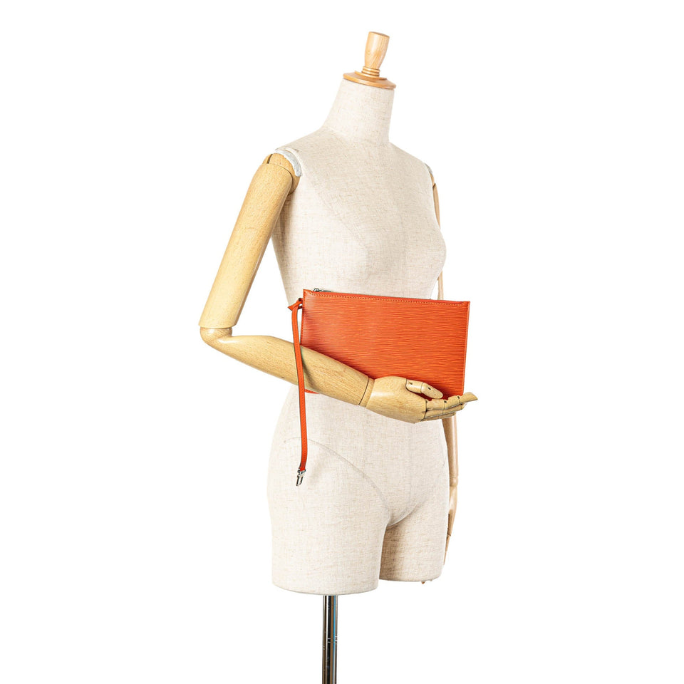 Orange Louis Vuitton Epi Neverfull Pouch