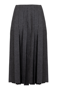 PRADA 2020 Fringed Wool Midi Skirt Grey