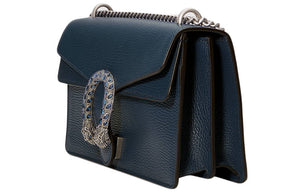(WMNS) GUCCI Dinoysus Tiger Head Leather Chain Shoulder Messenger Bag Small Navy Blue Classic 400249-CAOGN-8205
