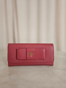 Prada Pink Bow Continental Flap Long Wallet