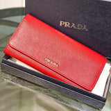 Prada Red Metal Flap Continental Wallet