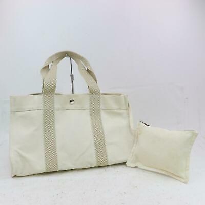 Hermes Tote Bag Cabas De Plage White Canvas (SHC1-15964)