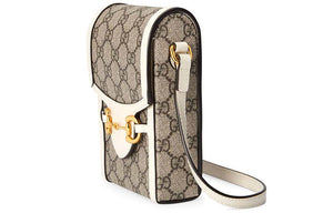 GUCCI Horsebit 1955 Logo Canvas Phone Bag Box Shoulder Messenger Bag Mini / Ebony / White Unisex 625615-92TCG-9761