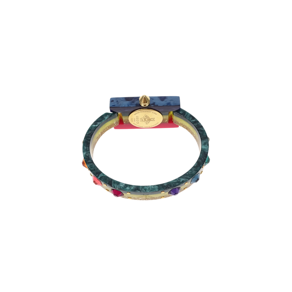 Gucci Swiss Rainbow Plexiglass and Goldtone Watch