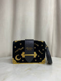 Prada Dark Blue Velvet Astrology Celestial Cahier Bag