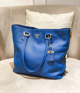 Prada Blue Vitello Daino Bag