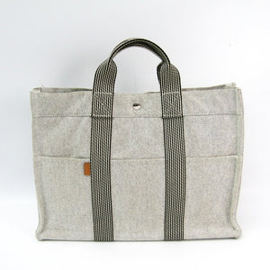 Hermes White/Black Canvas Fourre Tout MM Tote (SHA-35858)