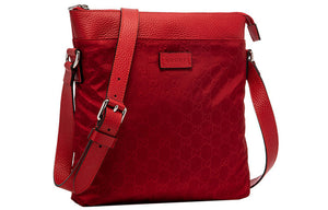 GUCCI Logo Leather Logo Nylon Shoulder Messenger Bag Red Classic 510342-K28AN-6523