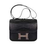 Hermes Constance 24 Matte Black Alligator Ombre Lizard Marquette Palladium Hardware