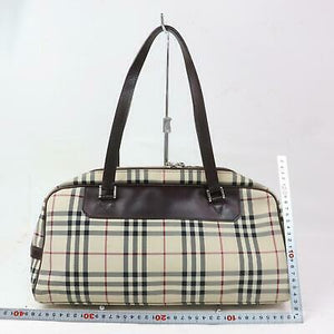 Burberry Hand Bag Light Brown Canvas (SHC1-15957)