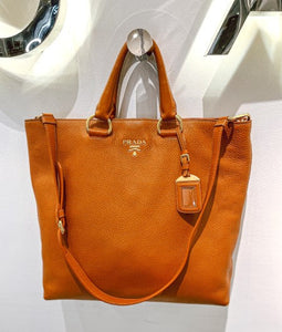 Prada Orange Vitello Daino Tote Large Bag