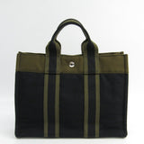 Hermes Black Khaki Canvas Fourre Tout PM Tote (SHA11219)
