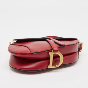 Dior Red Leather Saddle Bag