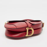 Dior Red Leather Saddle Bag