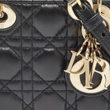 Dior Black Cannage Leather Micro Lady Dior Tote