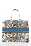 Dior White Floral Woodland Embroidered Book Tote Handbag