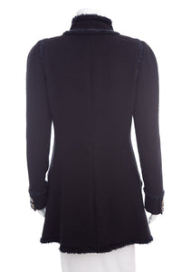 Chanel Black Tweed Button Up Jacket  SZ 44