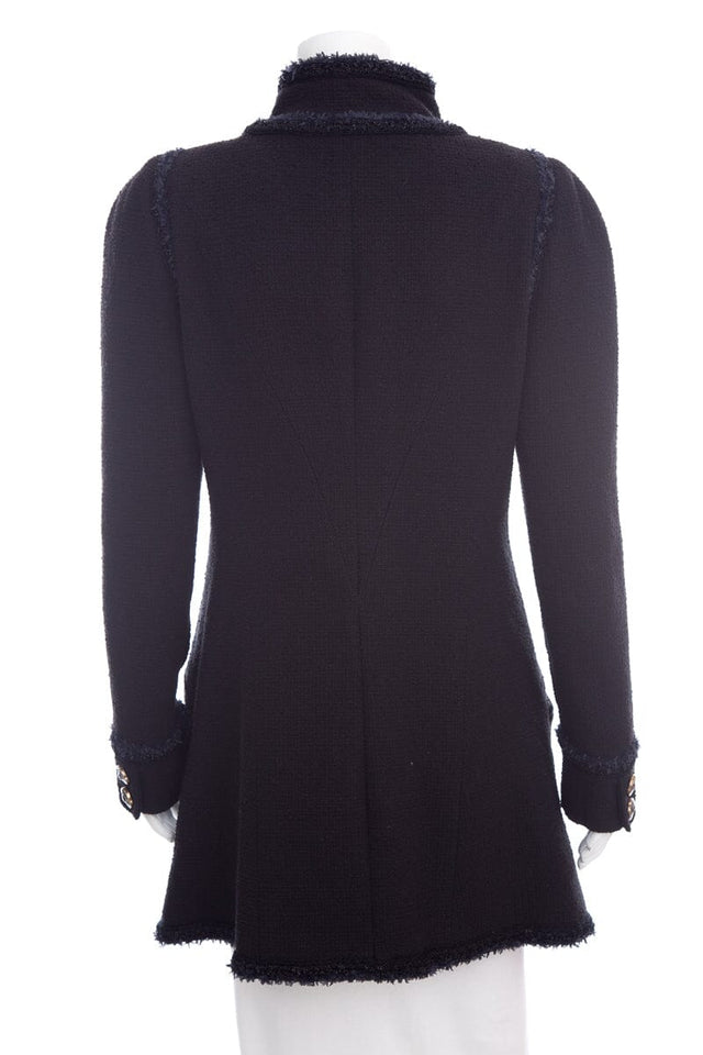 Chanel Black Tweed Button Up Jacket  SZ 44