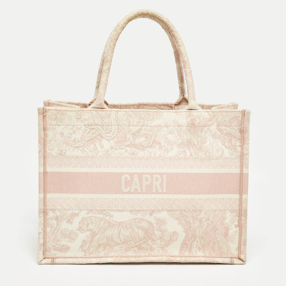 Dior Pink Embroidery Canvas Medium Book Tote..