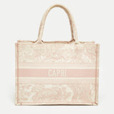 Dior Pink Embroidery Canvas Medium Book Tote..
