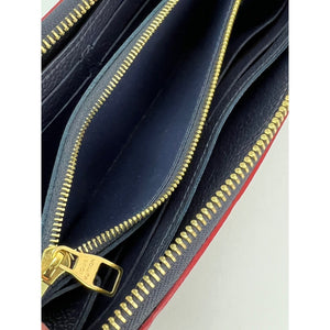 LOUIS VUITTON Clemence Empreinte Leather Blue Wallet Clutch