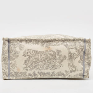 Dior Grey/white Embroidered Canvas Medium Toile De Jouy Book Tote