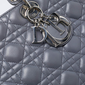 Dior Grey Cannage Leather Large Lady Dior Tote