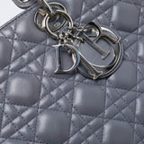 Dior Grey Cannage Leather Large Lady Dior Tote