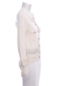 Chanel Cream Button Up Sweater SZ 34