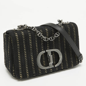 Dior Black/gold Embroidered Fabric Small Caro Shoulder Bag