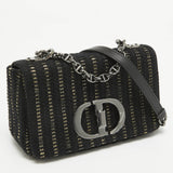 Dior Black/gold Embroidered Fabric Small Caro Shoulder Bag
