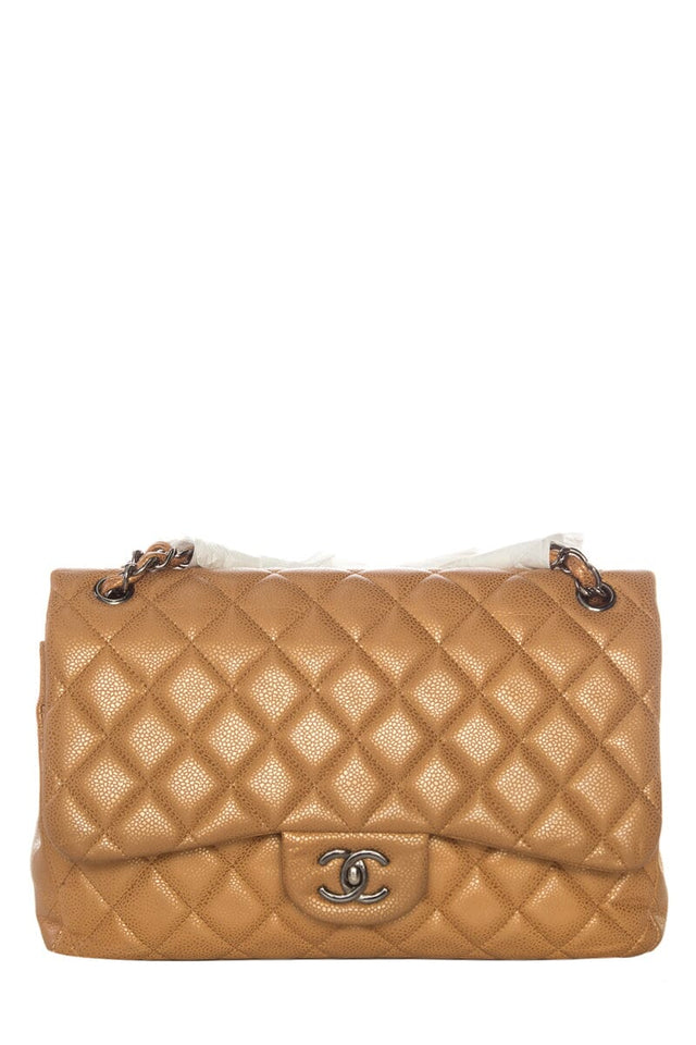 Chanel Gold Pearly JUmbo Caviar Double Flap  Handbag